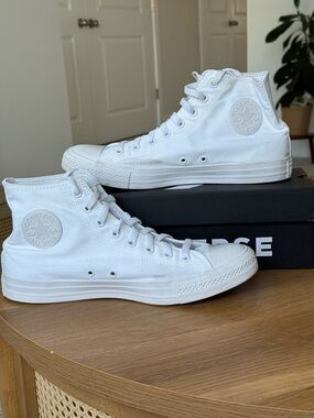 Converse Chuck Taylor All Star Hi High Top Sneakers White Monochrome Men’s 10.5